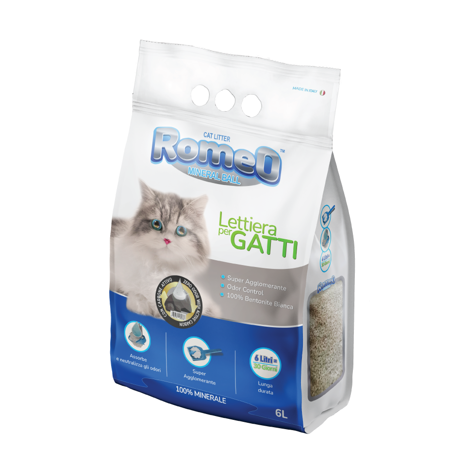 Romeo Bentonite Clumping Litter - Active Carbon 6L