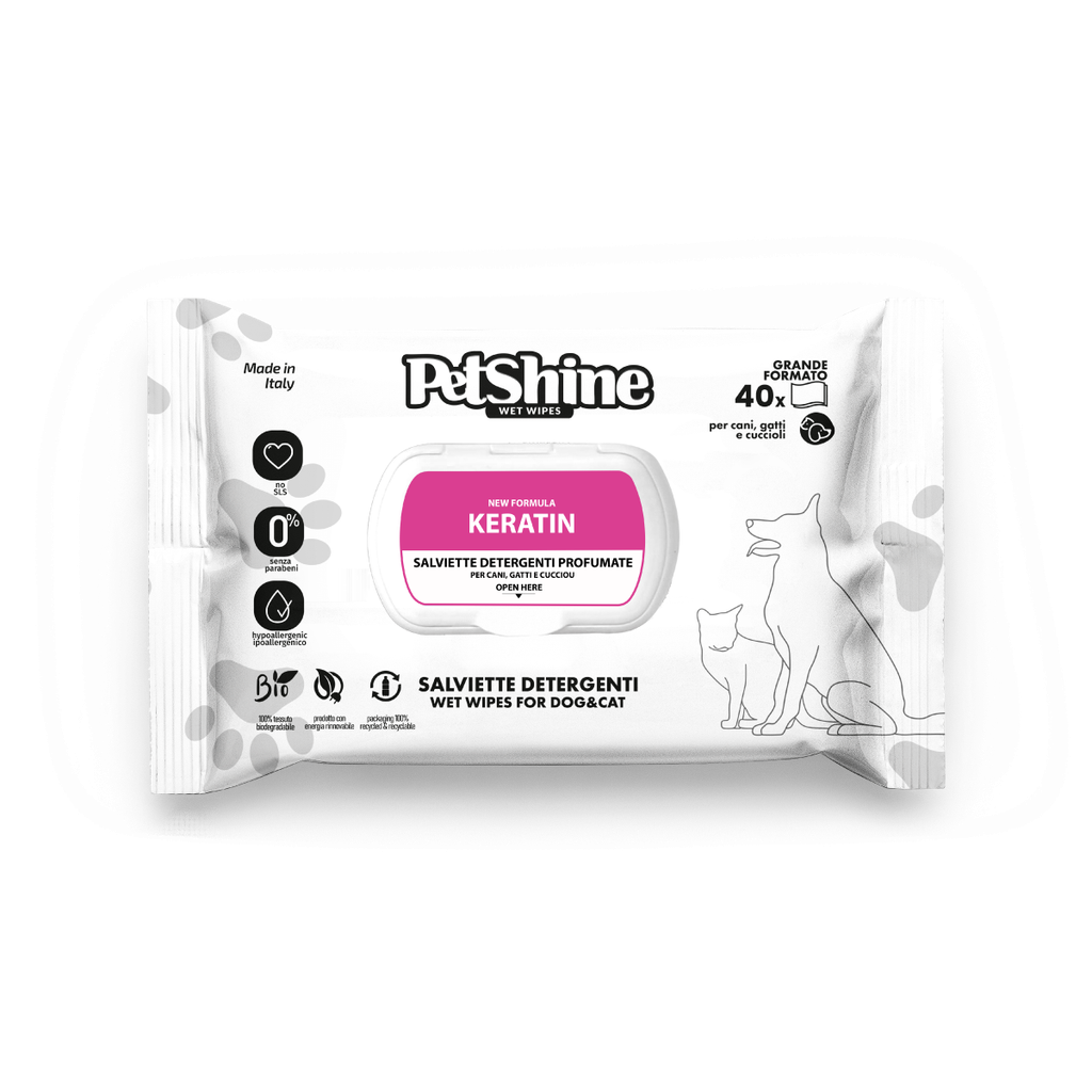 PetShine Wet Wipes Keratin 40Pcs