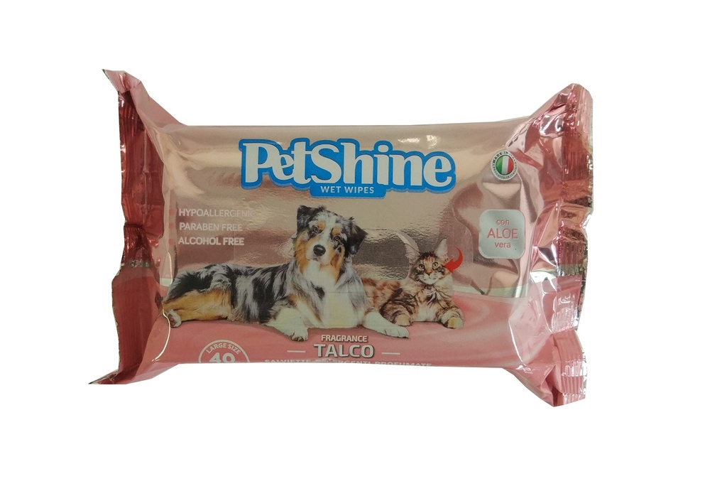 PetShine Wet Wipes Talco 40Pcs