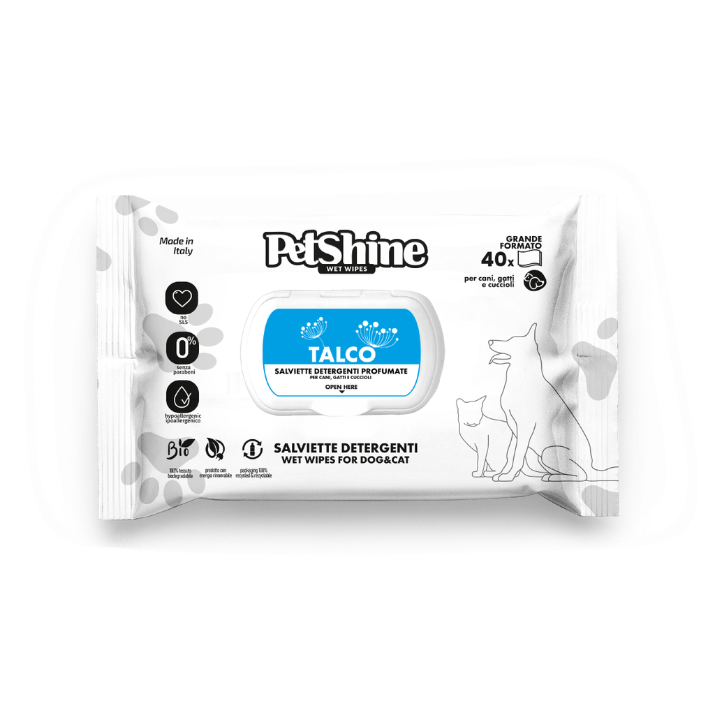 PetShine Wet Wipes Talco 40Pcs