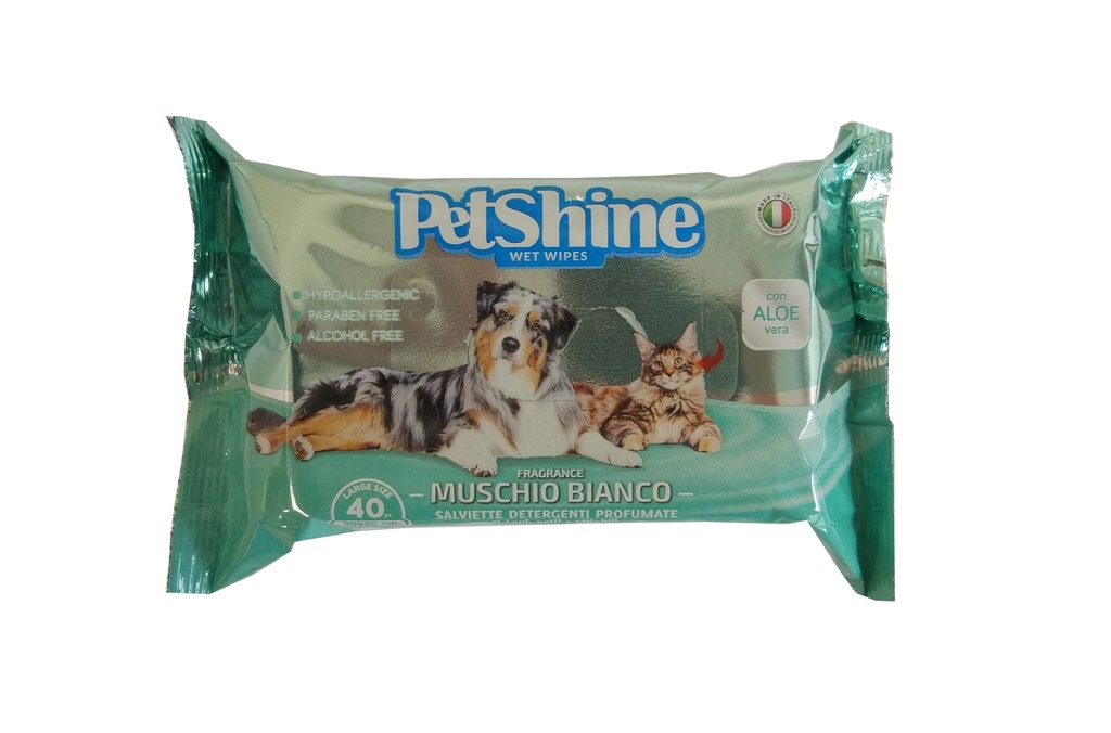 PetShine Wet Wipes White Musk 40Pcs